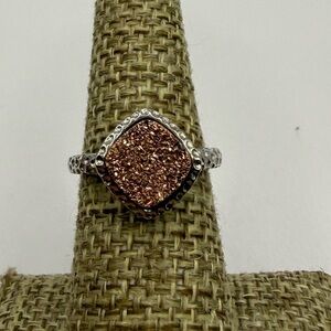 Copper Druzy Quartz Sterling Silver Ring 7.5 FD 925